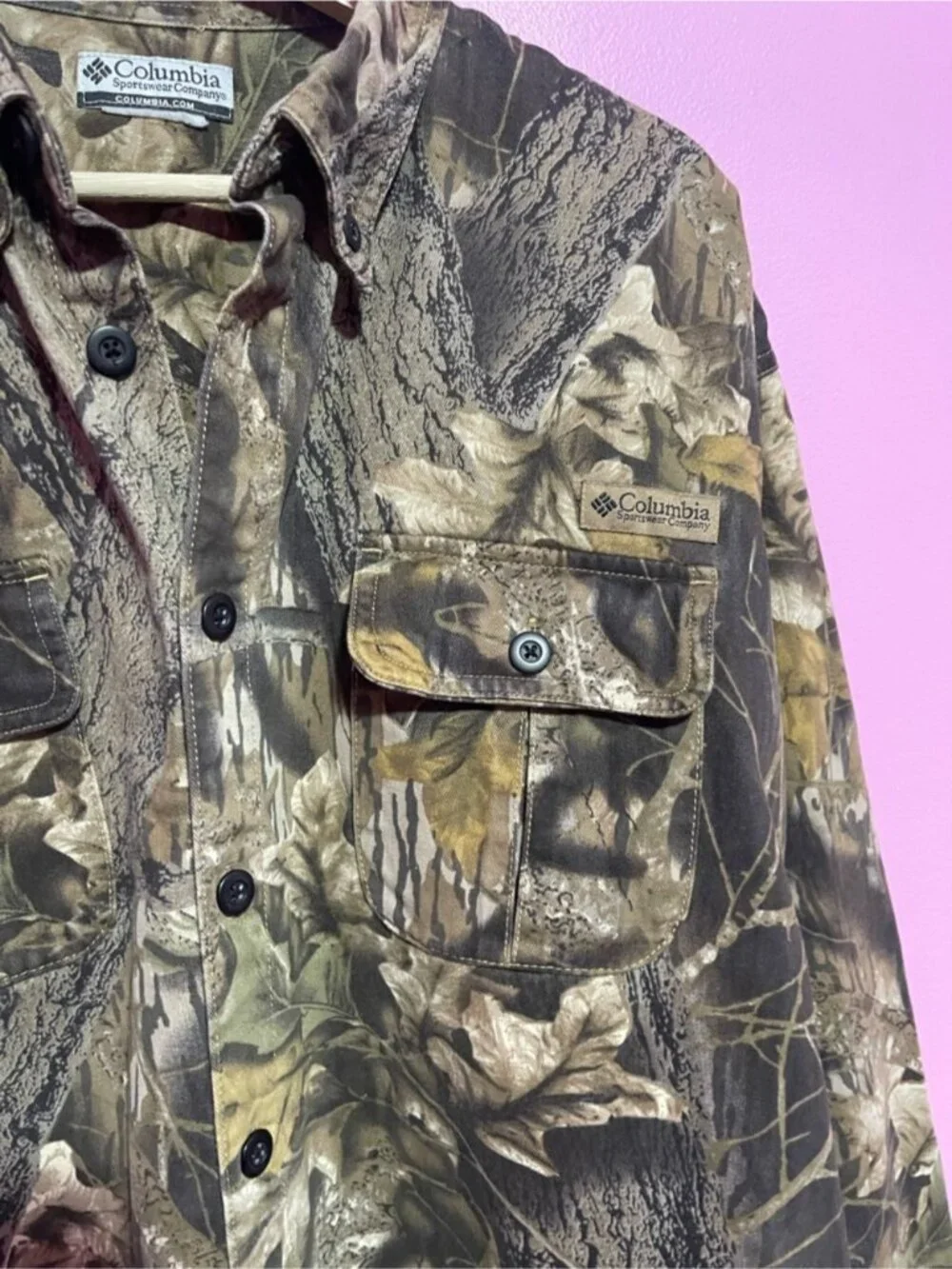 Vintage Columbia Mossy Oak Break Up Camo Shirt Button Down‎ Hunting Men’s XL